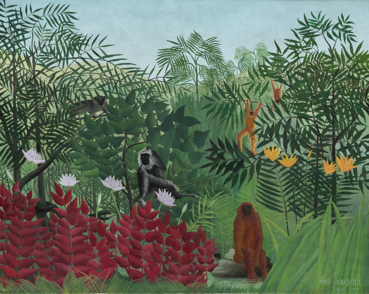 Las tropikalny z małpami, 1910. autorstwa Henri Rousseau