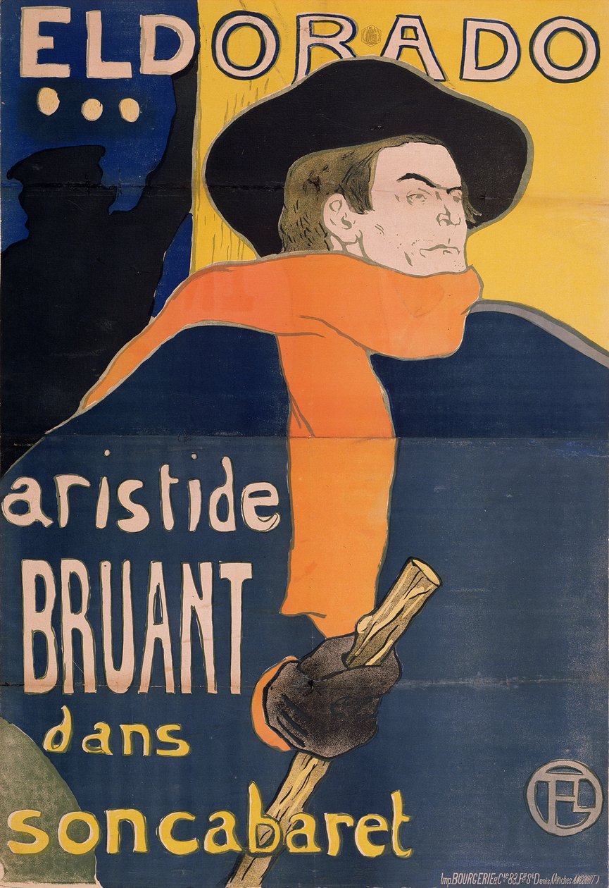 Eldorado: Aristide Bruant, 1892 autorstwa Henri de Toulouse Lautrec