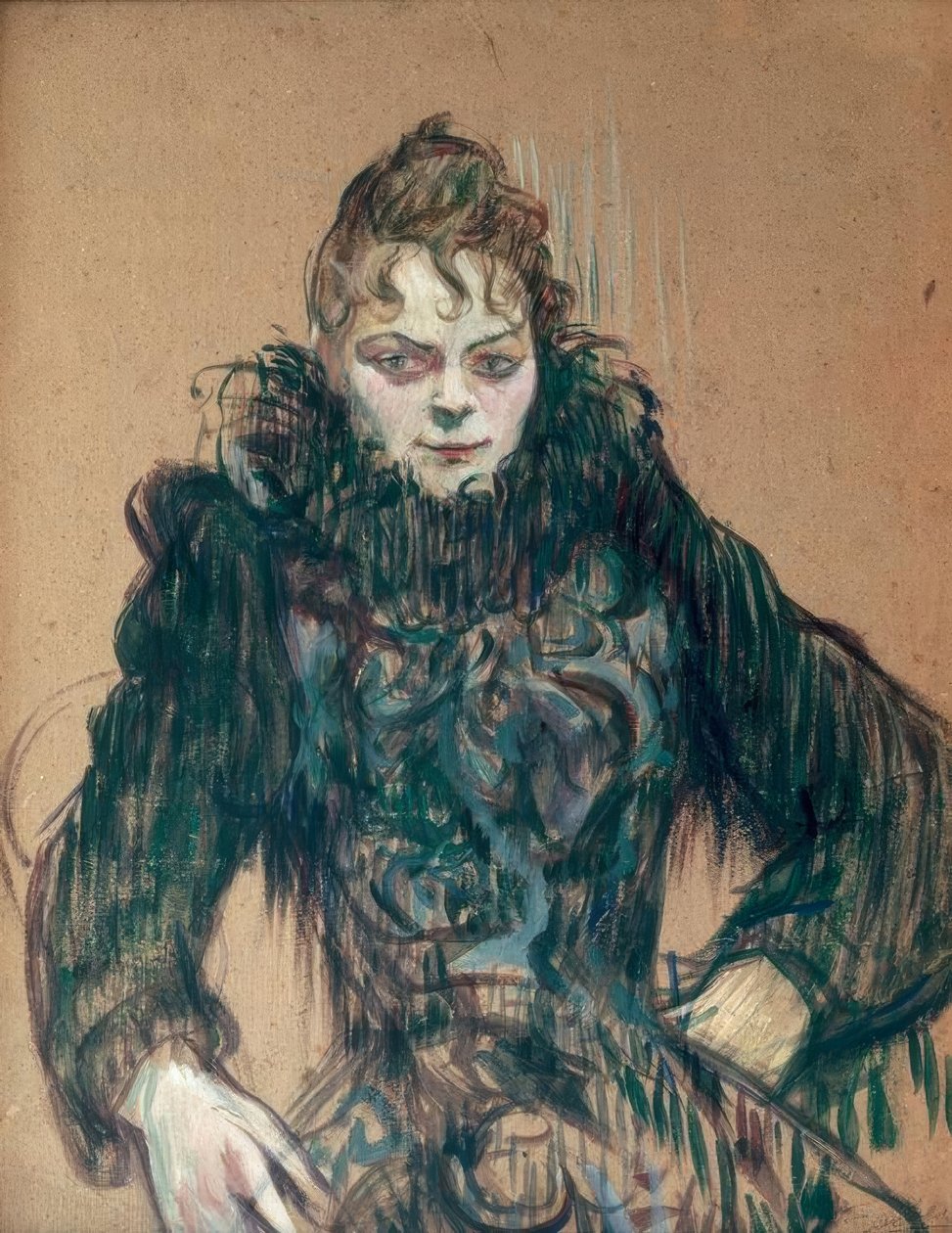 Kobieta z czarnym boa autorstwa Henri de Toulouse Lautrec