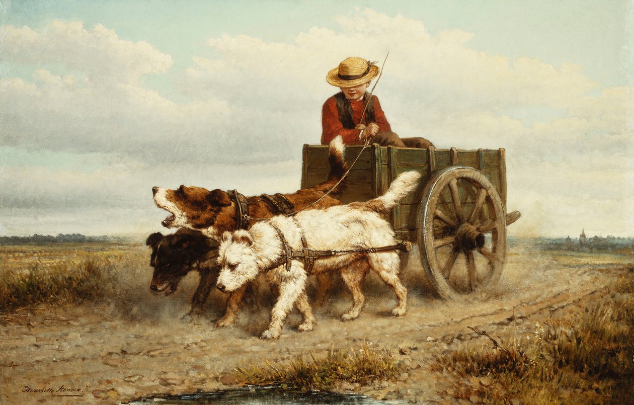 Wózek dla psów, autorstwa Henriëtte Ronner Knip