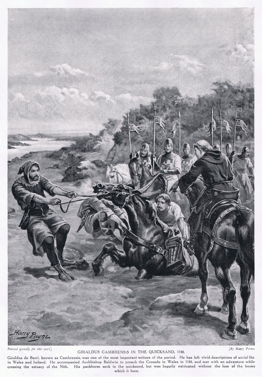 Girladus Cambrensis w ruchomych piaskach AD1188, lata 20. autorstwa Henry A. Payne