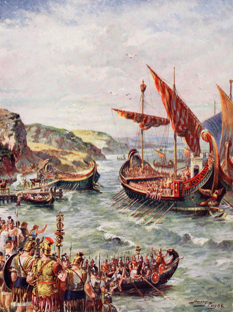 Wyjazd Rzymian z Brytanii, ilustracja z „Historii narodu” autorstwa Henry A. Payne