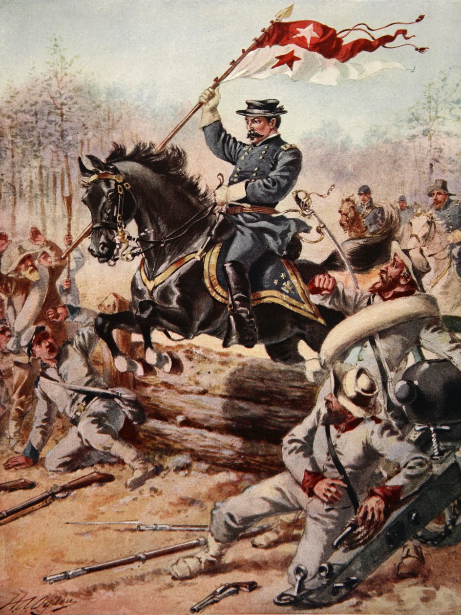 Generał Sheridan w bitwie pod Pięciu Widłami, Wirginia, 1 kwietnia 1865 r autorstwa Henry Alexander Ogden