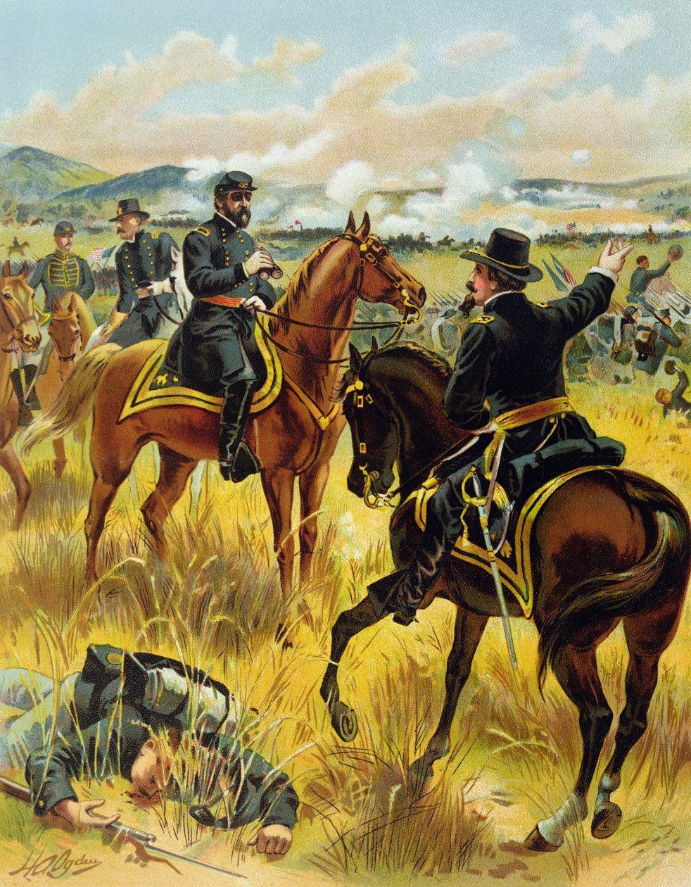 Generał dywizji George Meade w bitwie pod Gettysburgiem 2 lipca 1863, 1900 autorstwa Henry Alexander Ogden