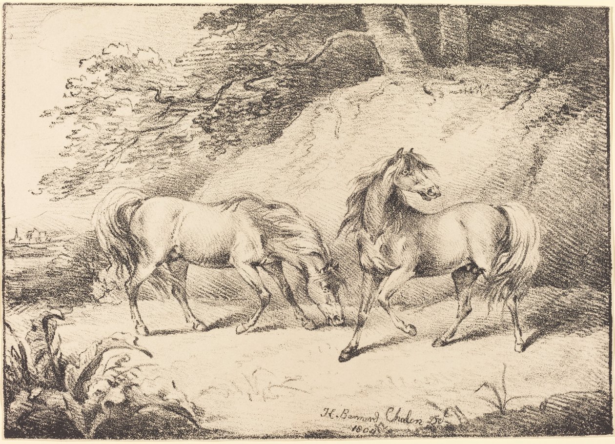 Dzikie konie autorstwa Henry Bernard Chalon