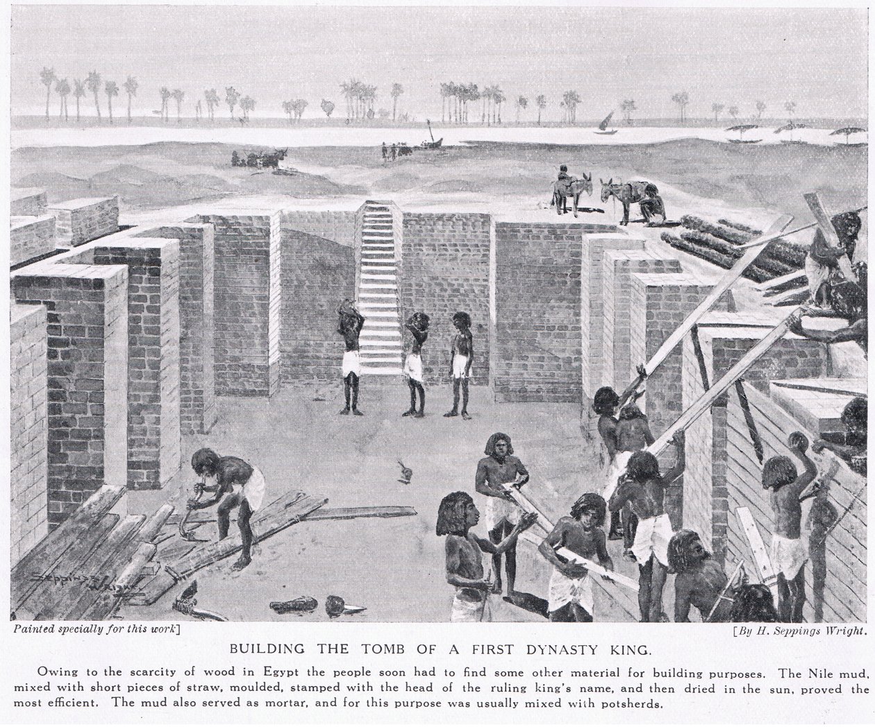 Budowa grobu króla pierwszej dynastii, ok. 1920 autorstwa Henry Charles Seppings Wright