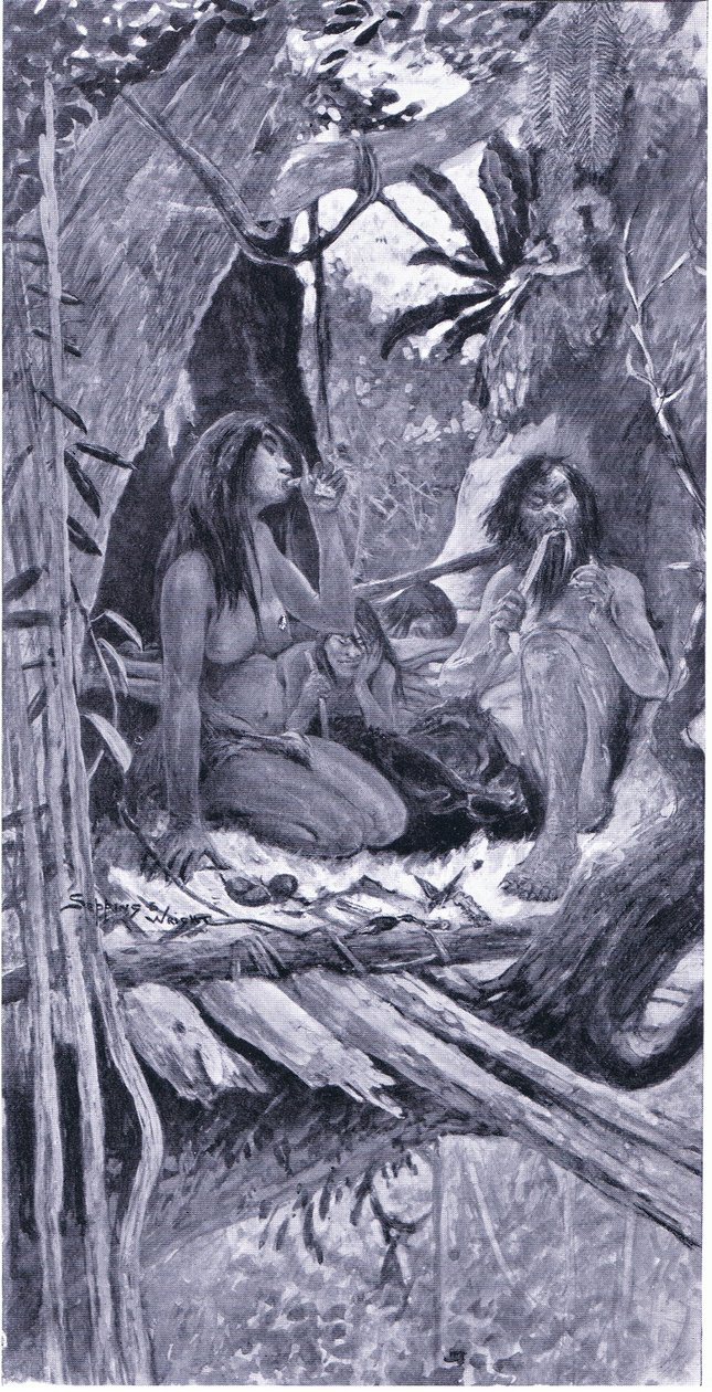 Prehistoryczny chiński mieszkaniec drzewa autorstwa Henry Charles Seppings Wright