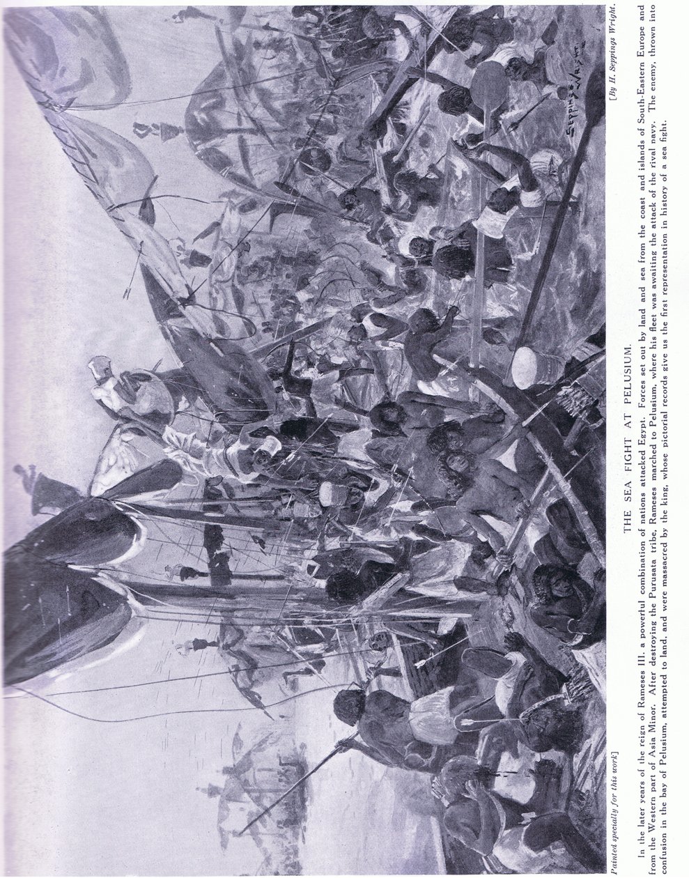 Walka morska pod Pelusium, ok. 1920 autorstwa Henry Charles Seppings Wright