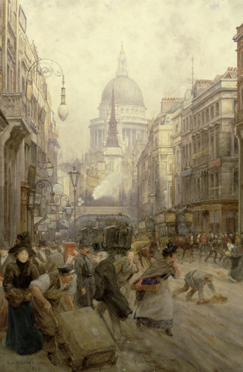 Fleet Street patrząc na wschód, 1898 autorstwa Henry Edward Tidmarsh