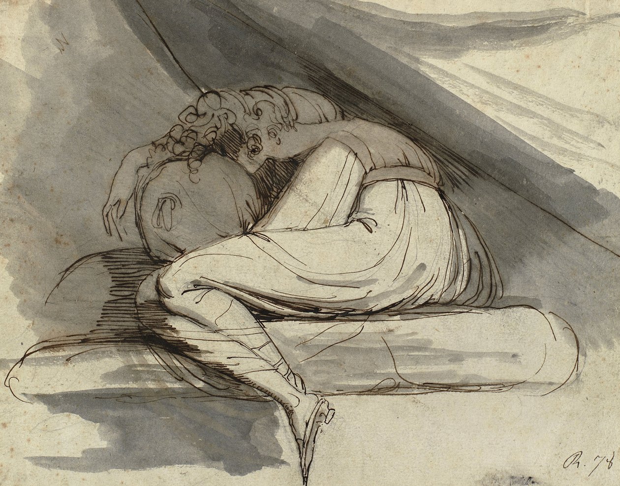 Kobieta siedząca zwinięta w kłębek autorstwa Johann Heinrich Füssli