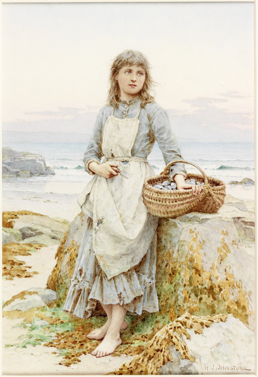 The Mussel Gatherer (akwarela na papierze) autorstwa Henry James Johnstone