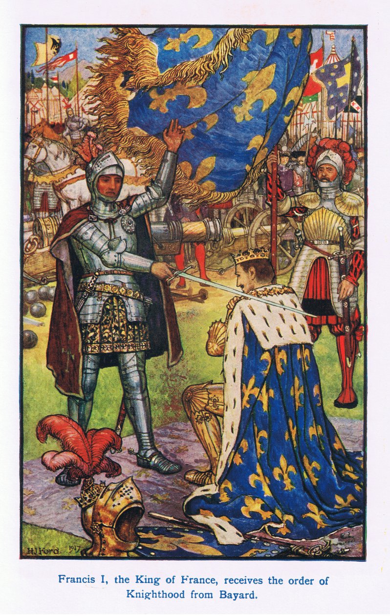 Franciszek I, król Francji otrzymał order rycerski od Bayard autorstwa Henry Justice Ford