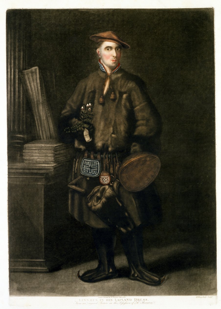 Carolus Linneusz, w stroju Laponii, wyd. 1805 autorstwa Henry Kingsbury