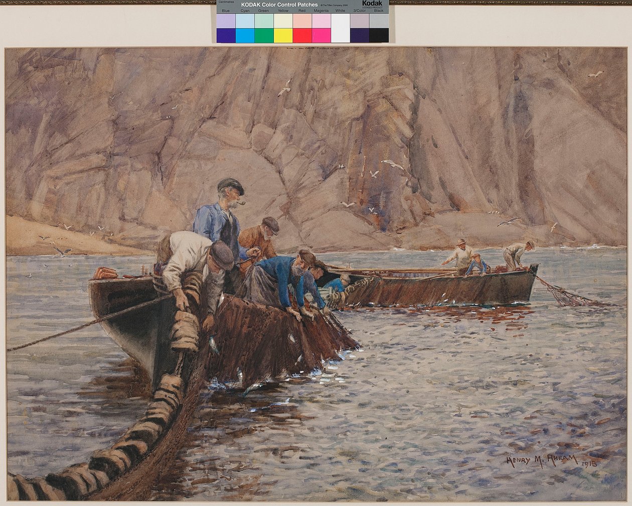 Seine Fishing, 1913 (wc ant popieriaus)poli autorstwa Henry Meynell Rheam