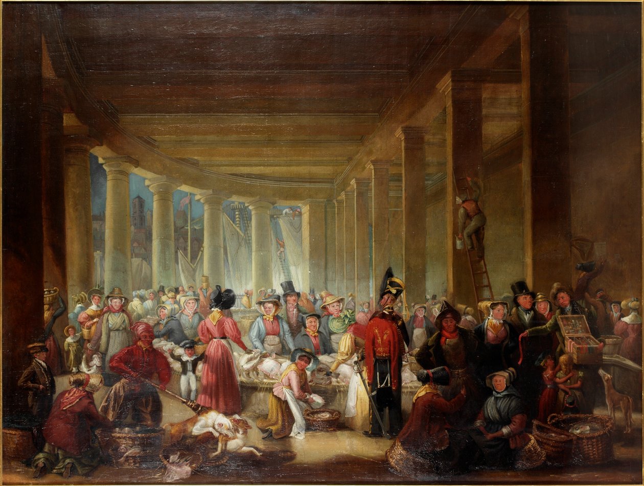 The Old Fish Market, Sandhill, Newcastle upon Tyne, ok. 1826-30 autorstwa Henry Perlee Parker