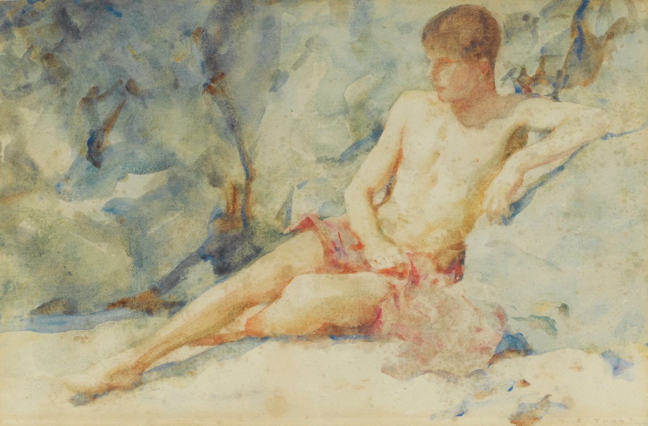 Chłopiec przeciwko skale autorstwa Henry Scott Tuke