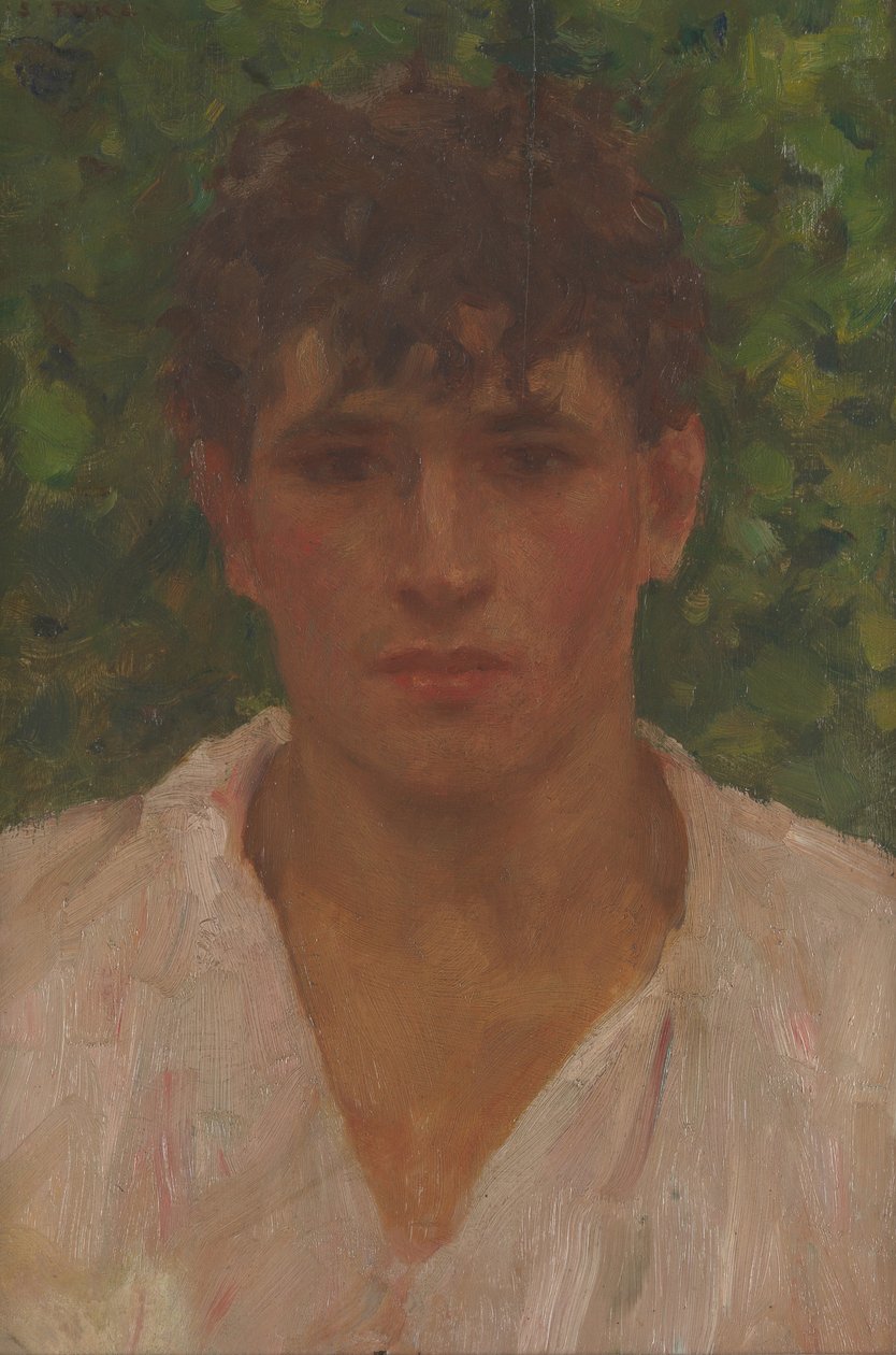 Portret młodego mężczyzny z otwartym kołnierzem autorstwa Henry Scott Tuke