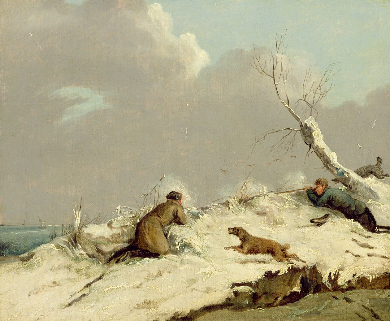 Strzelanie do kaczek zimą autorstwa Henry Thomas Alken