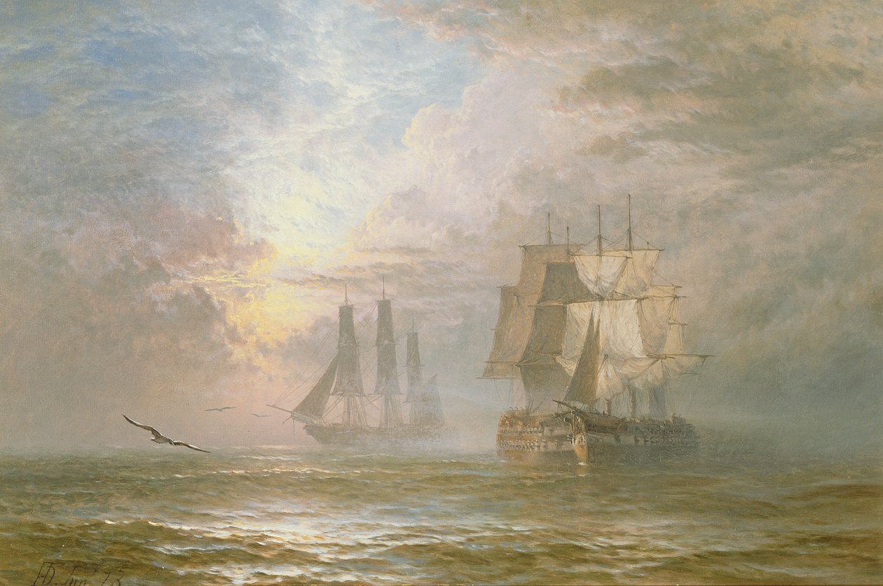 Men of War w Anchor, 1873 autorstwa Henry Dawson