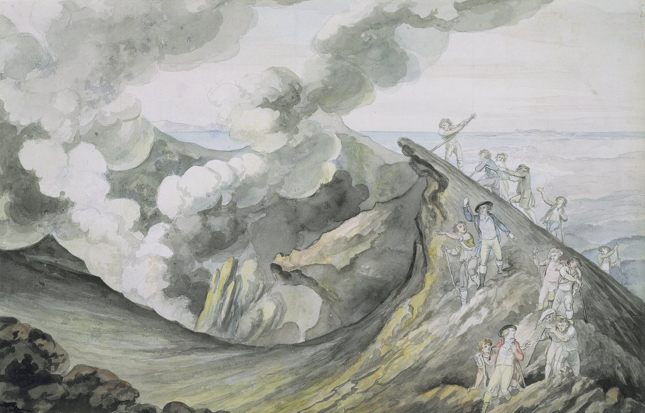 Wejście na Wezuwiusza, 1785-91 (wc nad grafitem na papierze) autorstwa Henry Tresham