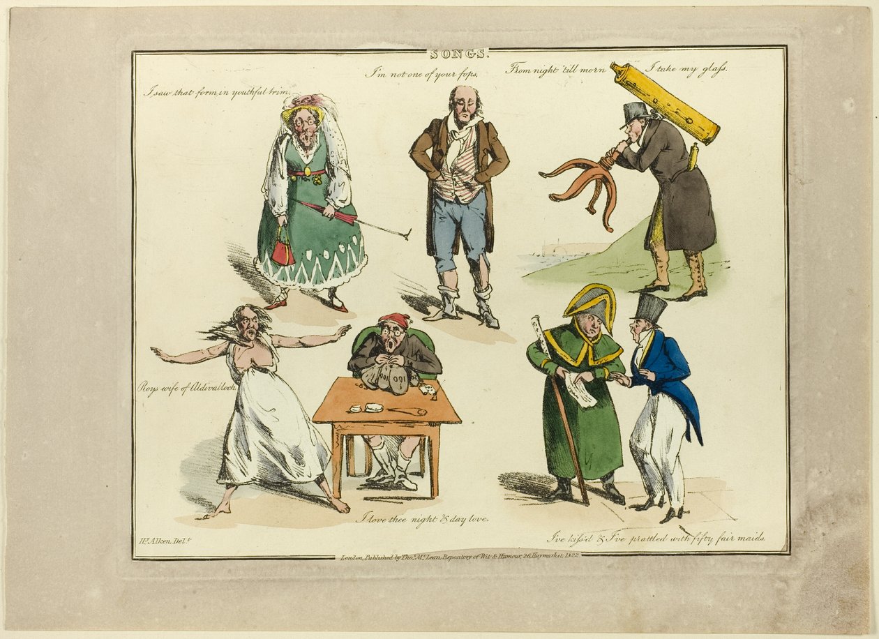 Płyta z ilustracjami do popularnych piosenek autorstwa Henry Alken