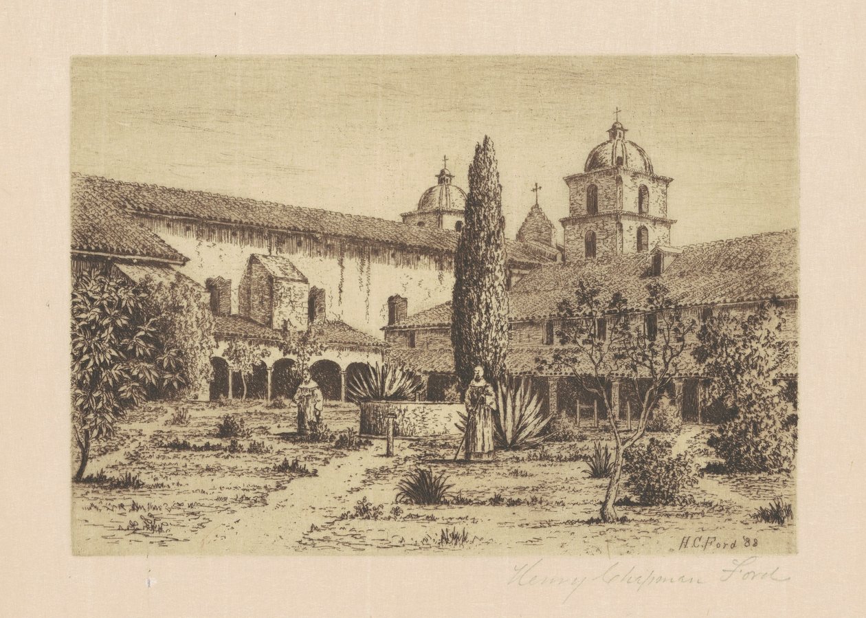 Ogród, Misja Santa Barbara, 1888. autorstwa Henry Chapman Ford