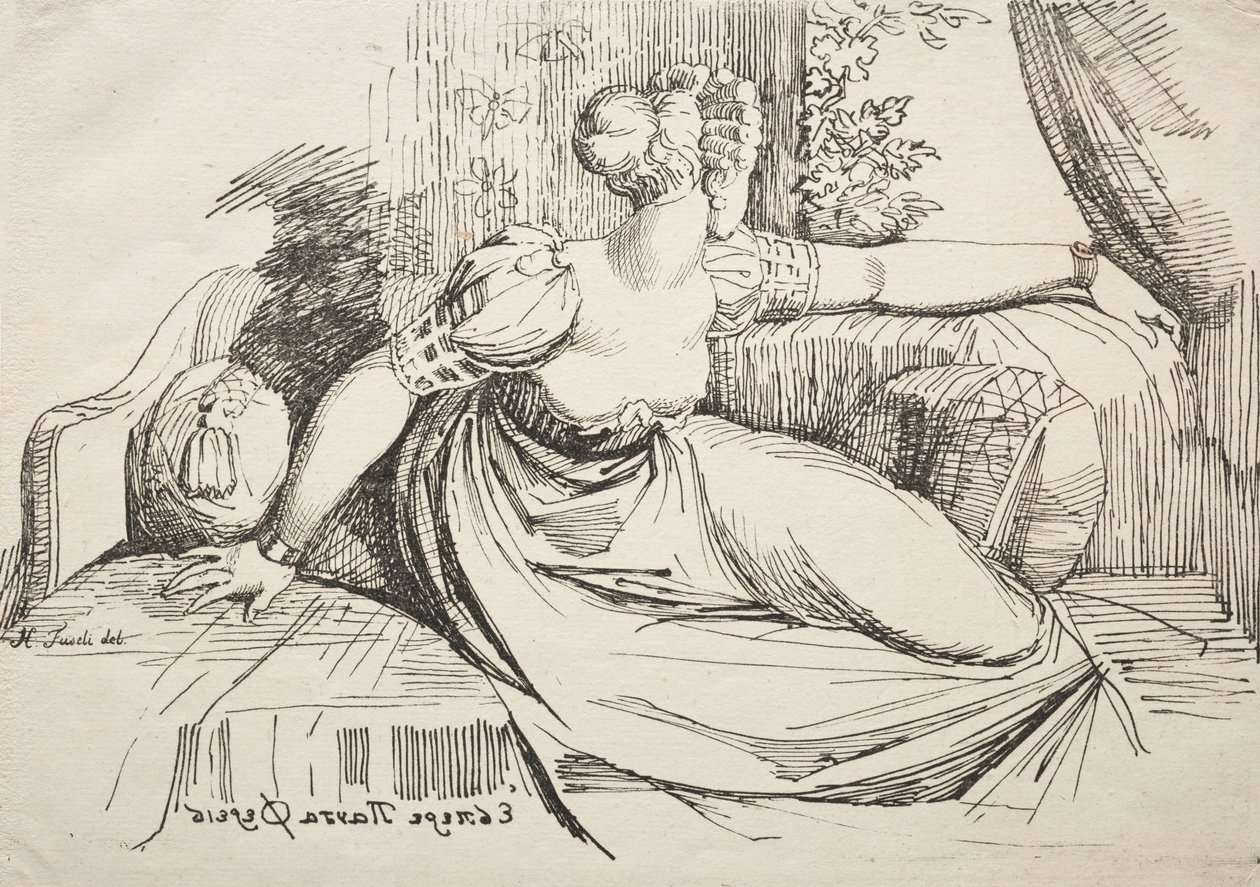 Okazy poliautografii: kobieta na kanapie. autorstwa Johann Heinrich Füssli
