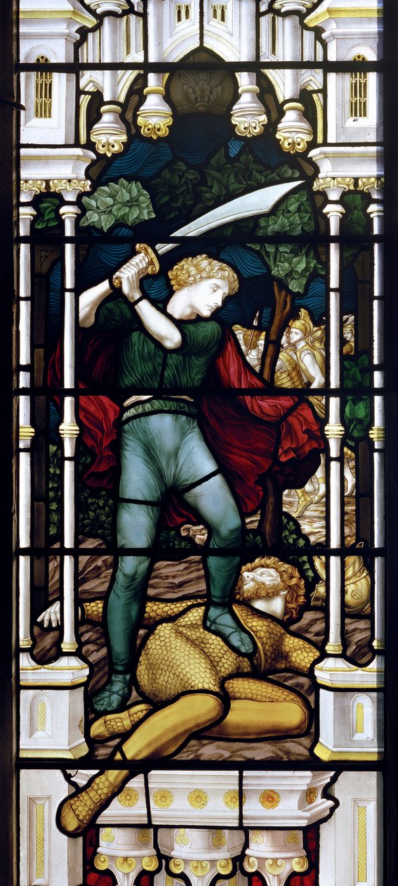 Dawid i Goliat, 1881-83 (witraż) autorstwa Henry Holiday