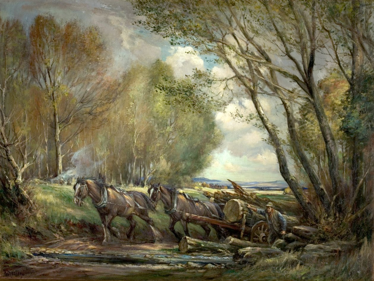 Transport drewna, Stirlingshire, Szkocja autorstwa Henry Morley