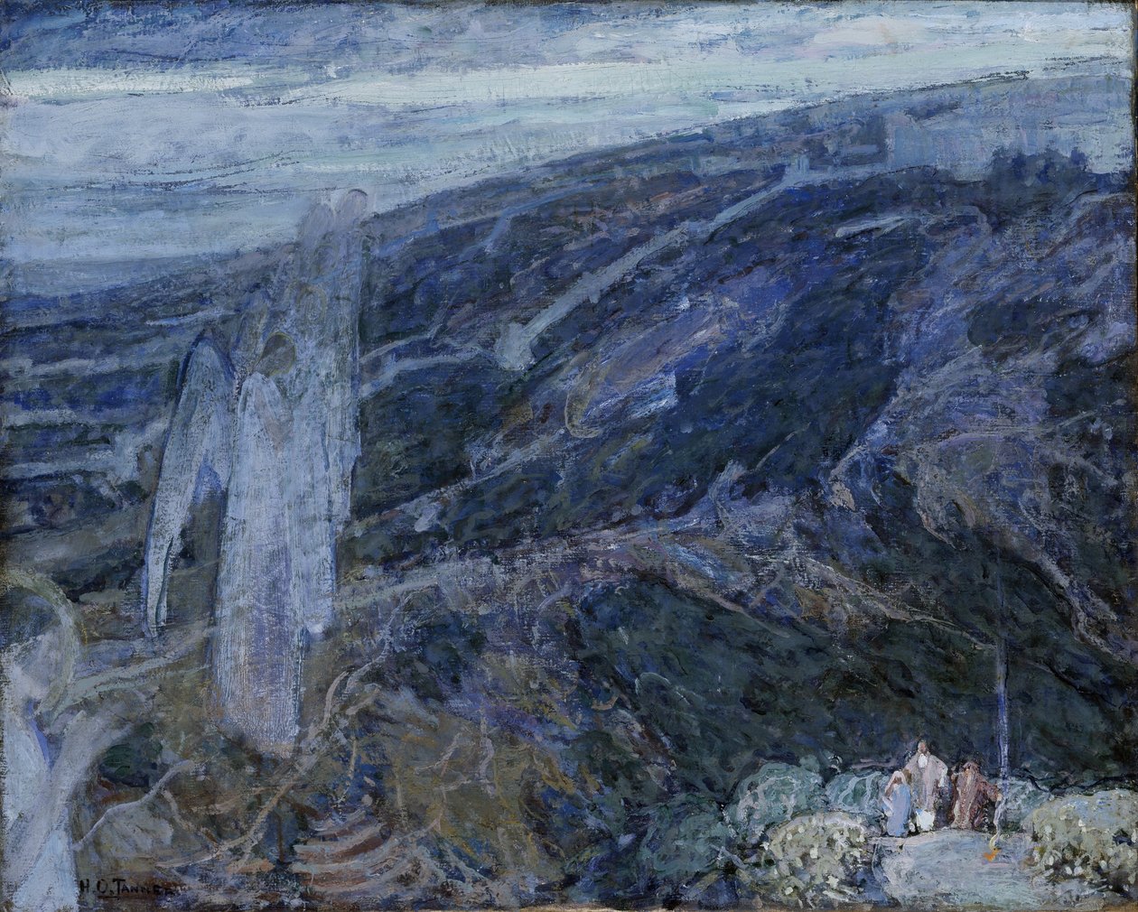 Aniołowie pojawiający się przed pasterzami autorstwa Henry Ossawa Tanner