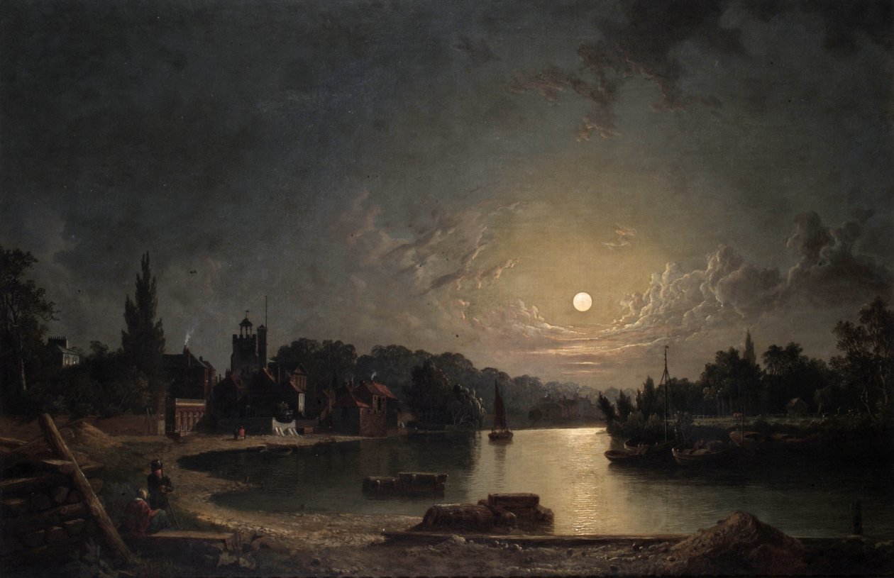 Twickenham przez Moonlight, 1835 autorstwa Henry Pether