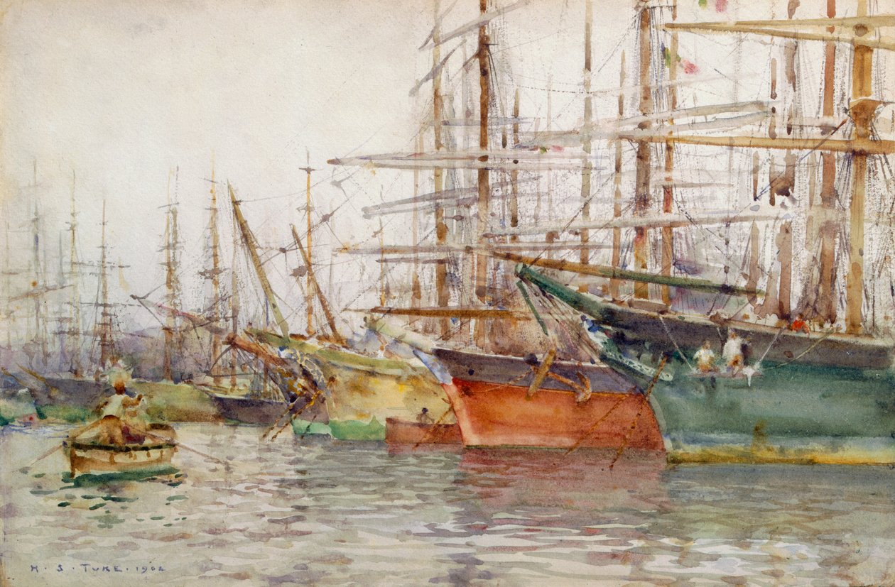 Port w Genui, 1904 autorstwa Henry Scott Tuke