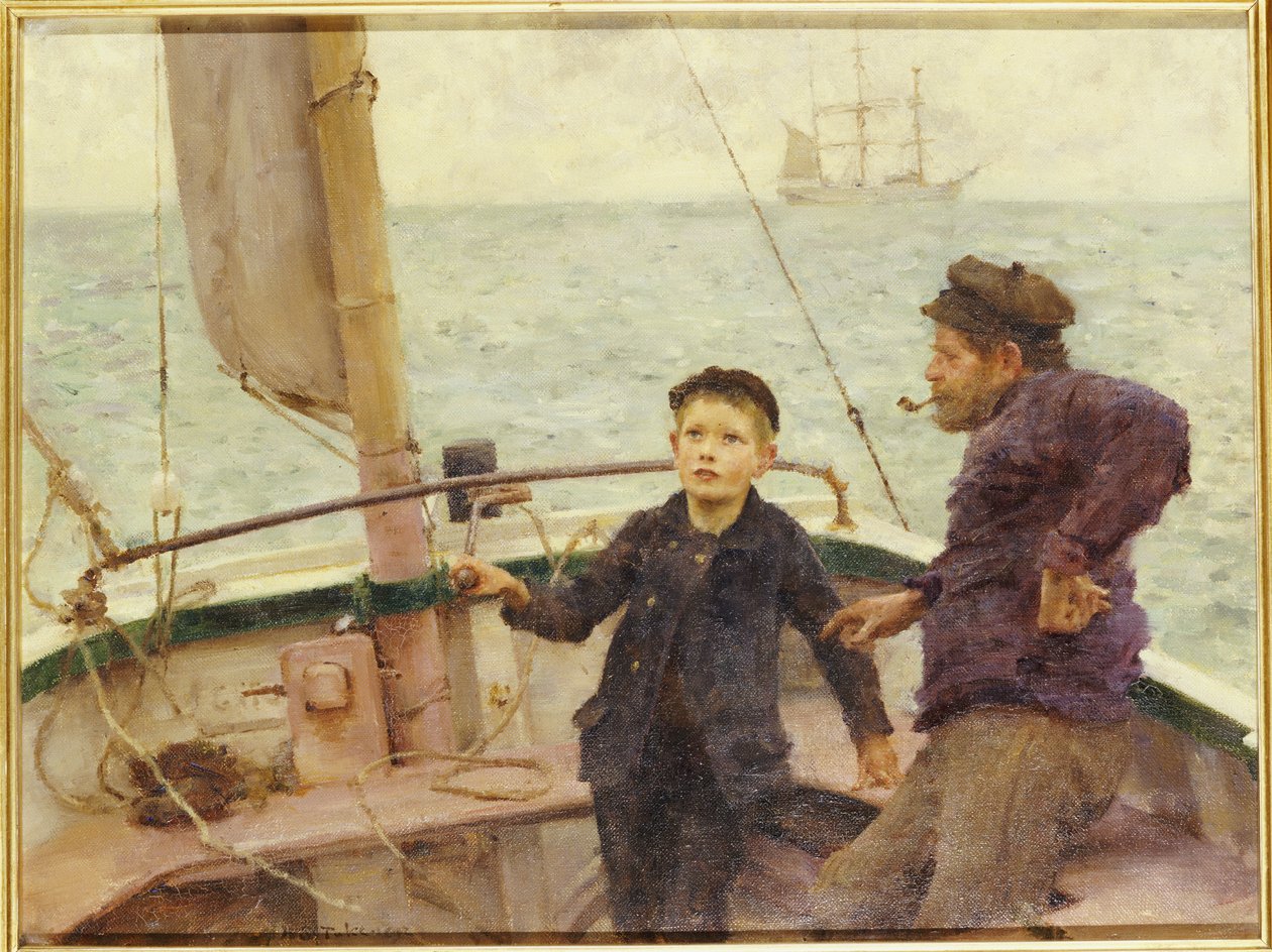 Lekcja sterowania, 1892 autorstwa Henry Scott Tuke