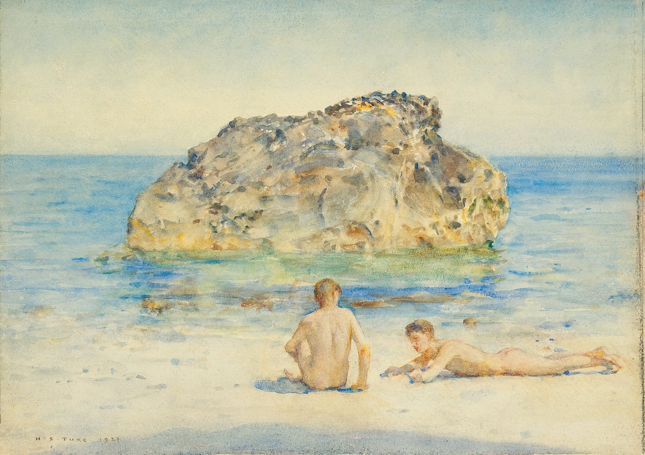 Plażowicze, 1921 autorstwa Henry Scott Tuke