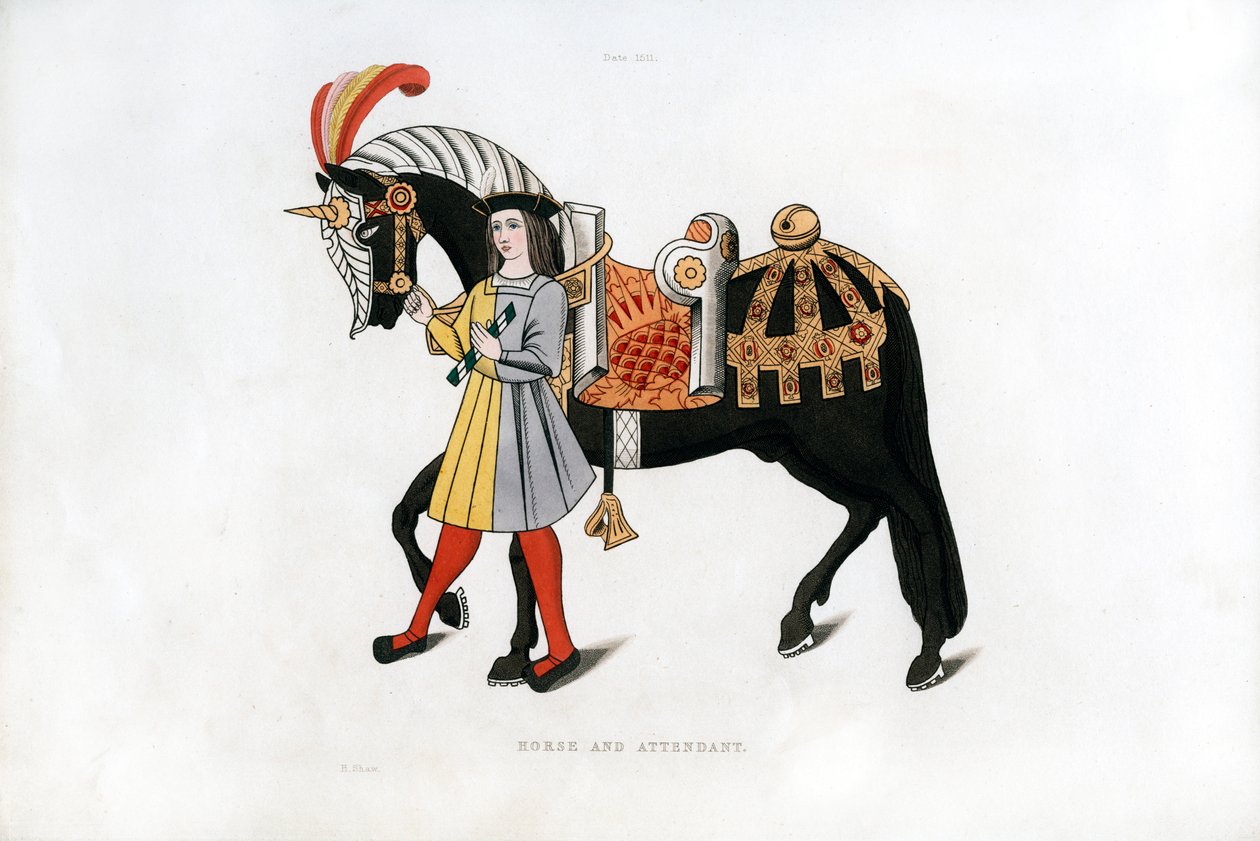 Koń i pomocnik, c1511, 1843. autorstwa Henry Shaw