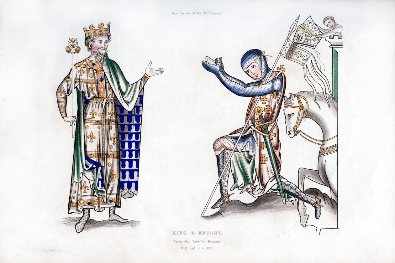 Król i rycerz, koniec XII wieku, 1843. autorstwa Henry Shaw