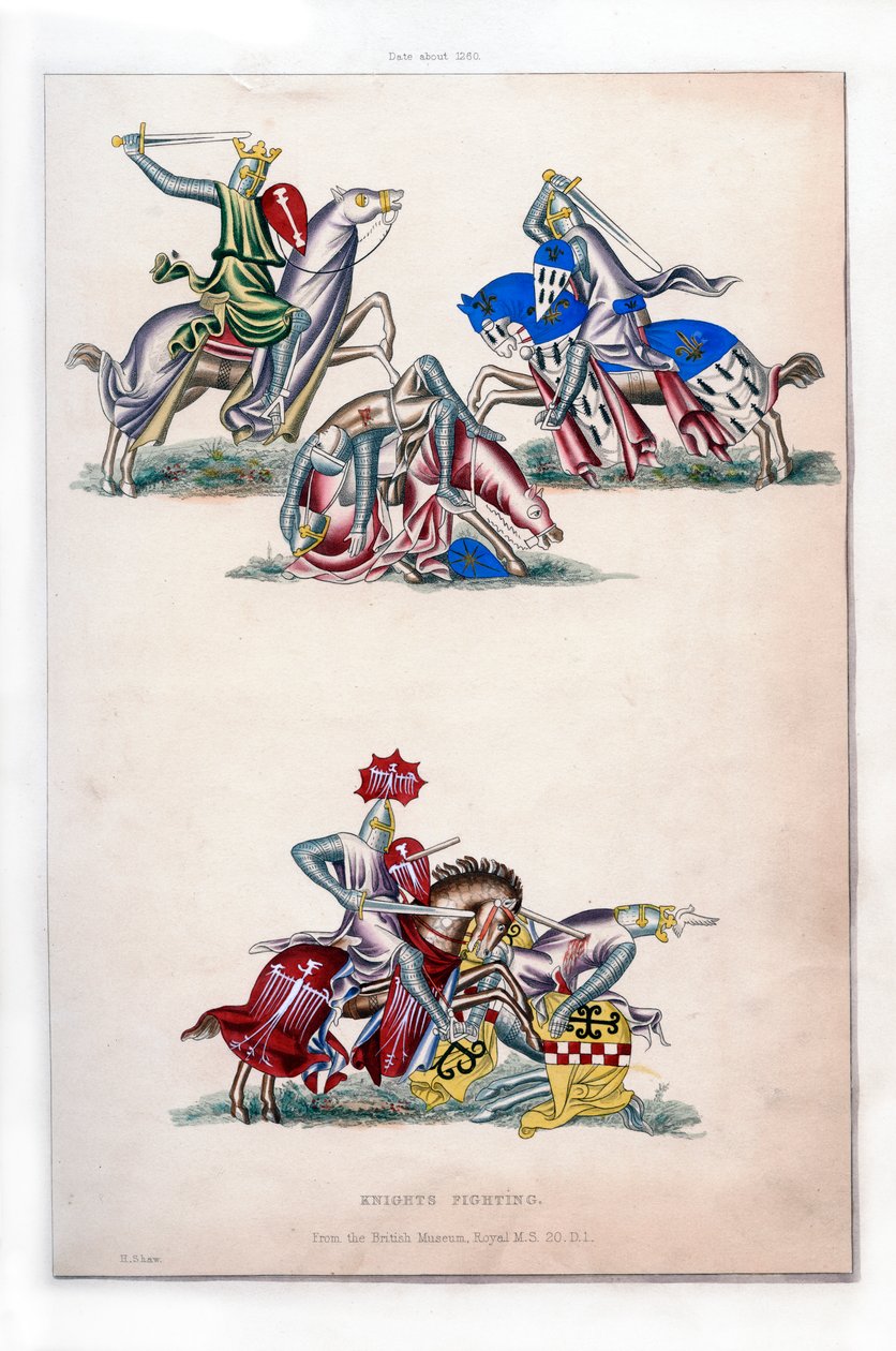 Walczący rycerze, ok. 1260, 1843 r. autorstwa Henry Shaw