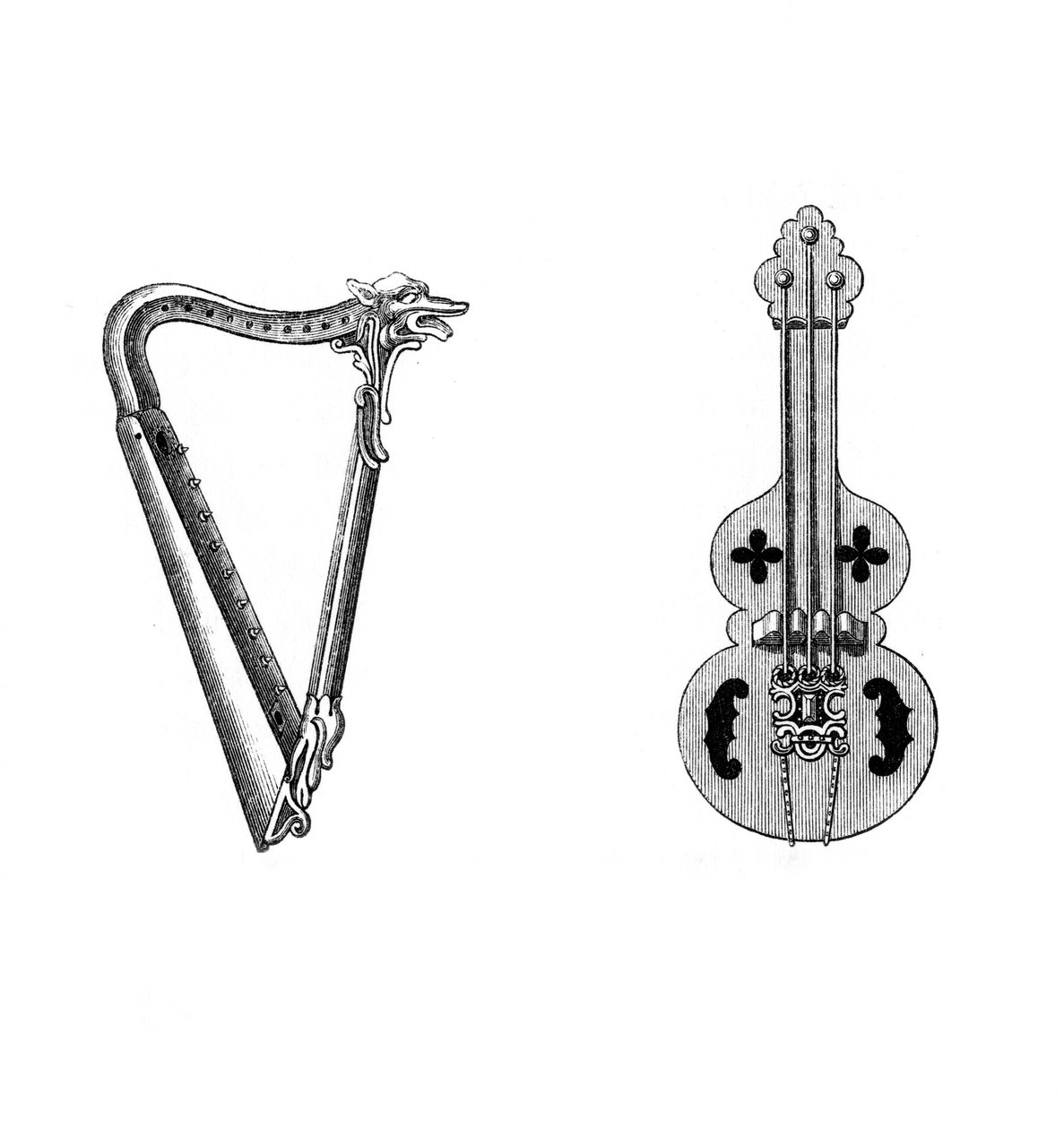 Instrumenty muzyczne, XII wiek, 1843. autorstwa Henry Shaw