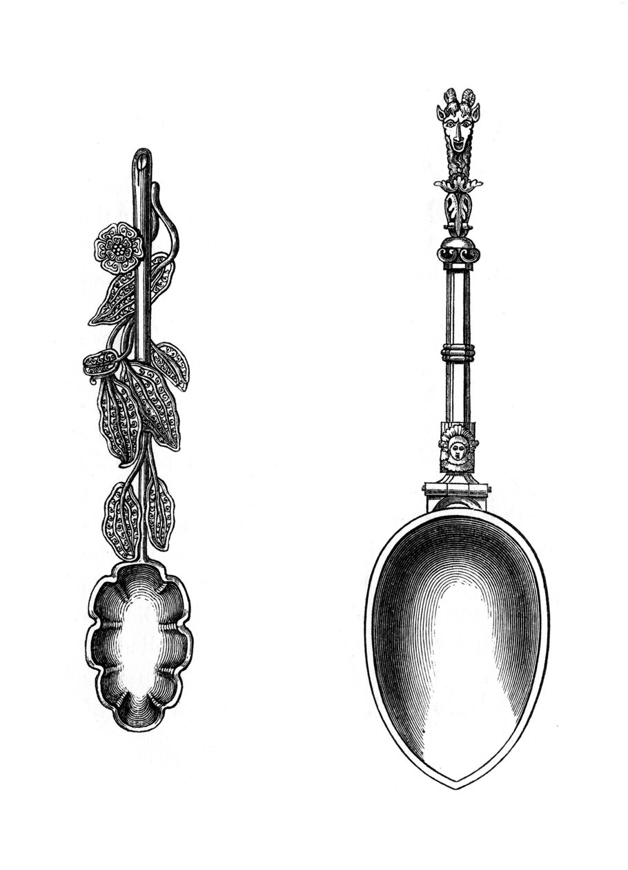 Łyżki, XVI wiek, 1843. autorstwa Henry Shaw