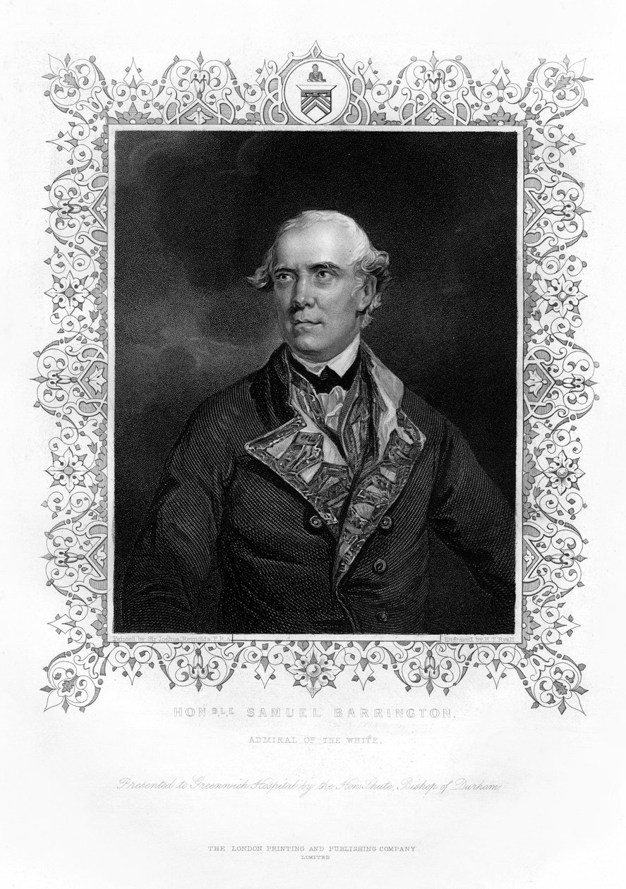 Samuel Barrington, admirał brytyjski, XIX wiek. autorstwa Henry Thomas Ryall