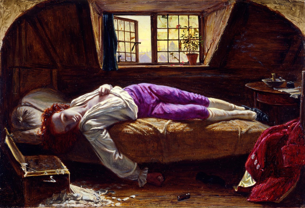 Chatterton Śmierć Chattertona, 1856. autorstwa Henry Wallis