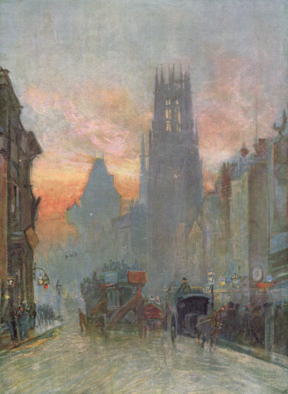Widok w dół Fleet Street, Londyn, koniec XIX wieku autorstwa Herbert Menzies Marshall