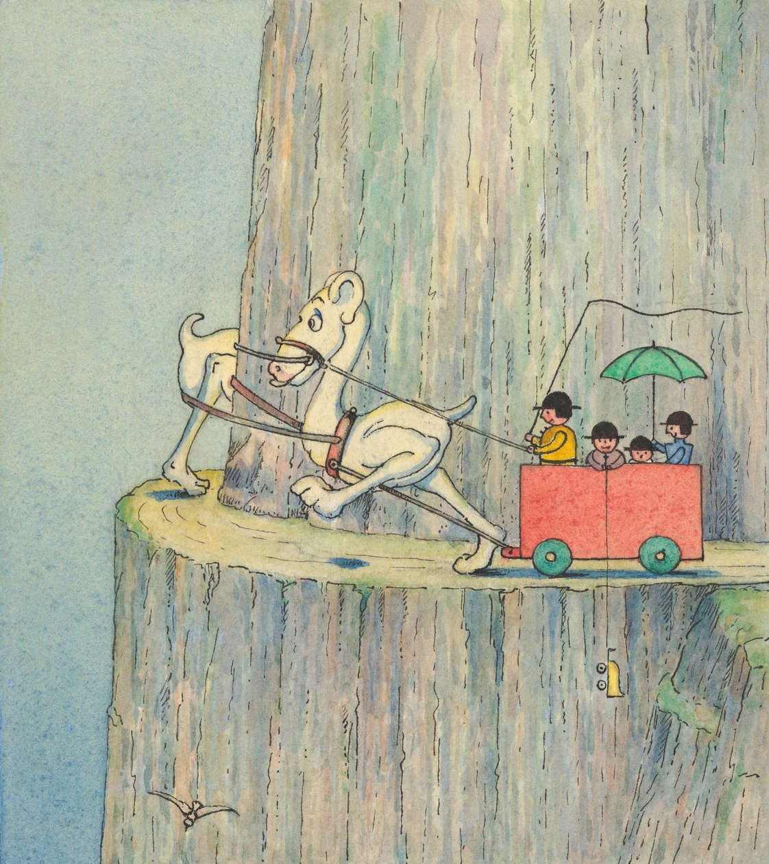 Figury wspinające się po klifowej drodze, ok. 1910 autorstwa Herbert E. Crowley