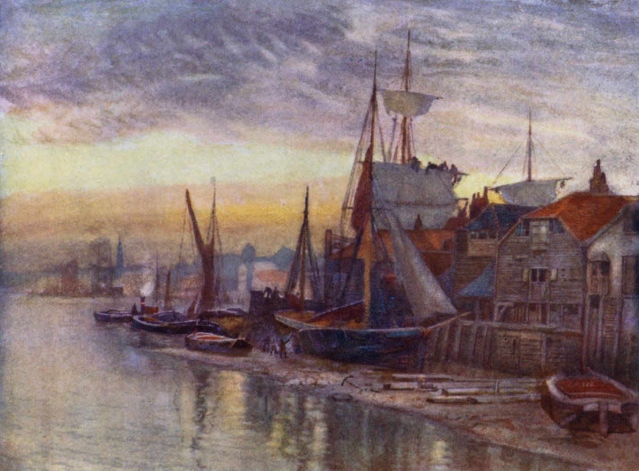 Old Essex Wharf (kolor lito) autorstwa Herbert Menzies (after) Marshall