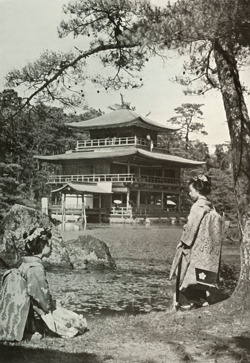 Kinkakuji Złoty Pawilon, 1910. autorstwa Herbert Ponting