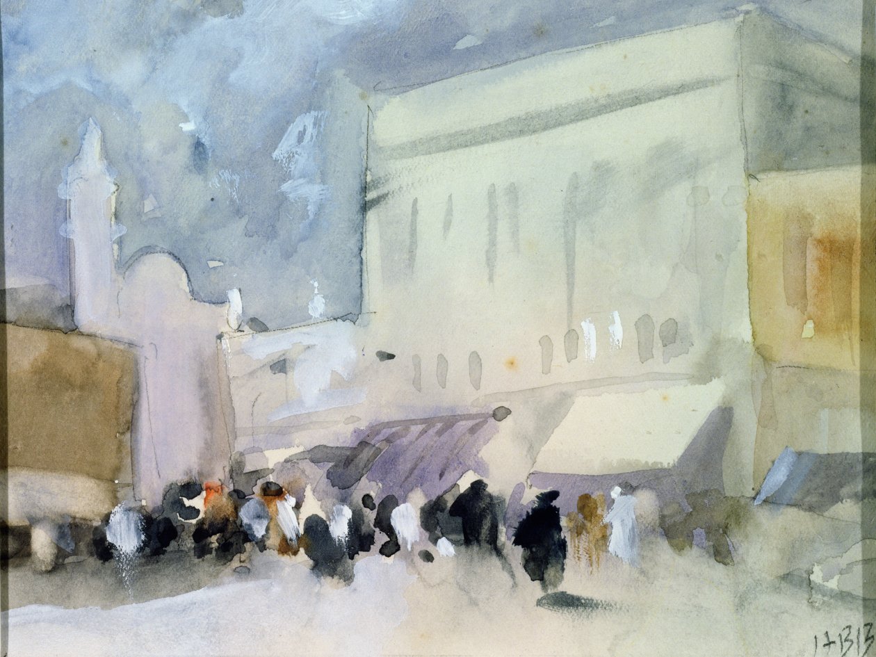 Scena targowa w Karaczi (ołówek i toaleta na papierze) autorstwa Hercules Brabazon Brabazon
