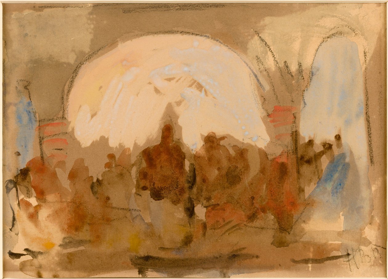Bazar, Marrakesh (pastel i wc na papierze) autorstwa Hercules Brabazon Brabazon