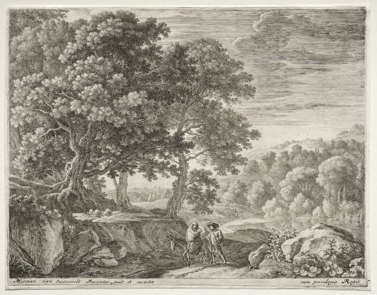 Ucieczka do Egiptu, c. 1652-1654. autorstwa Herman van Swanevelt