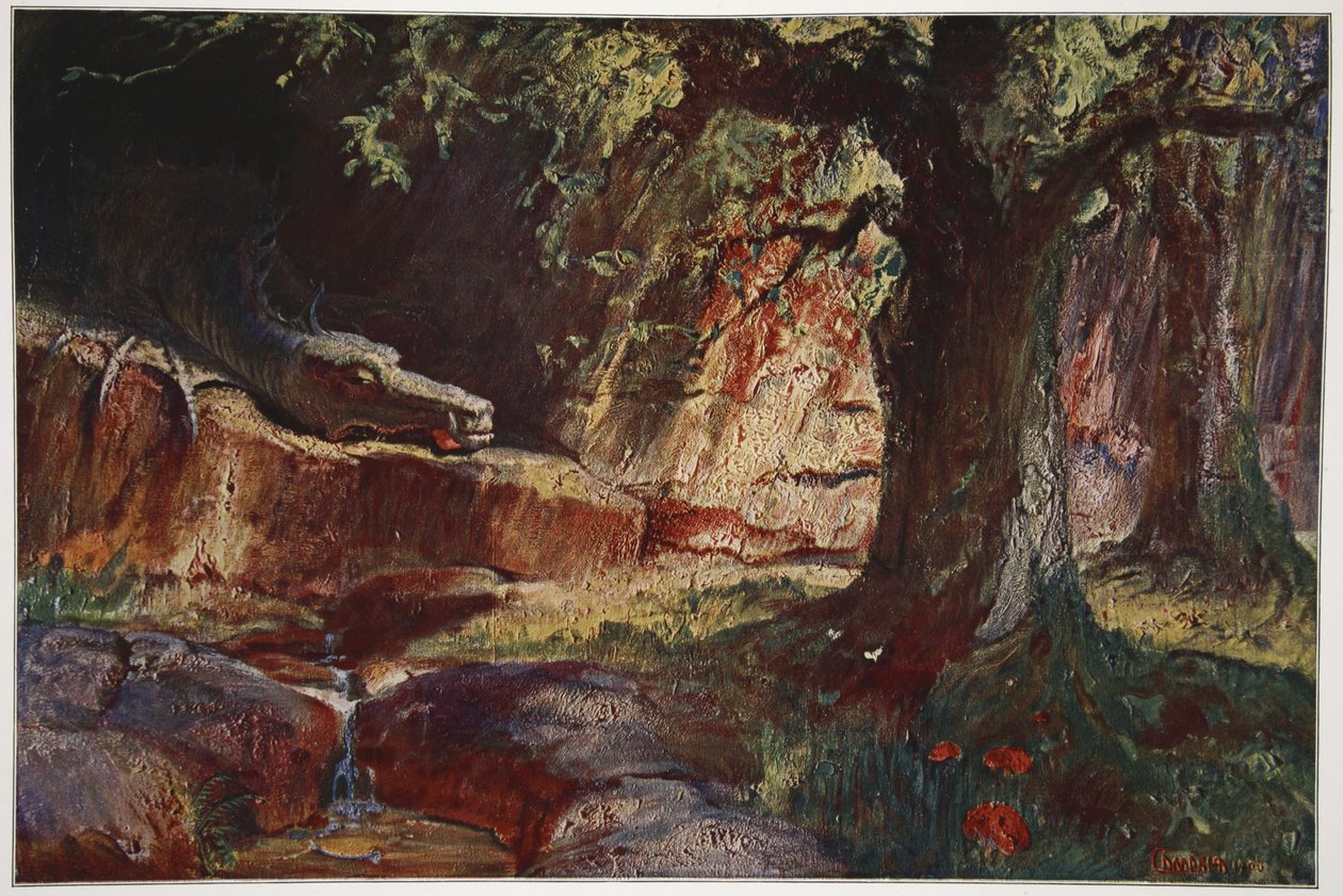 Fafner w swojej jaskini, 1906 autorstwa Hermann Hendrich