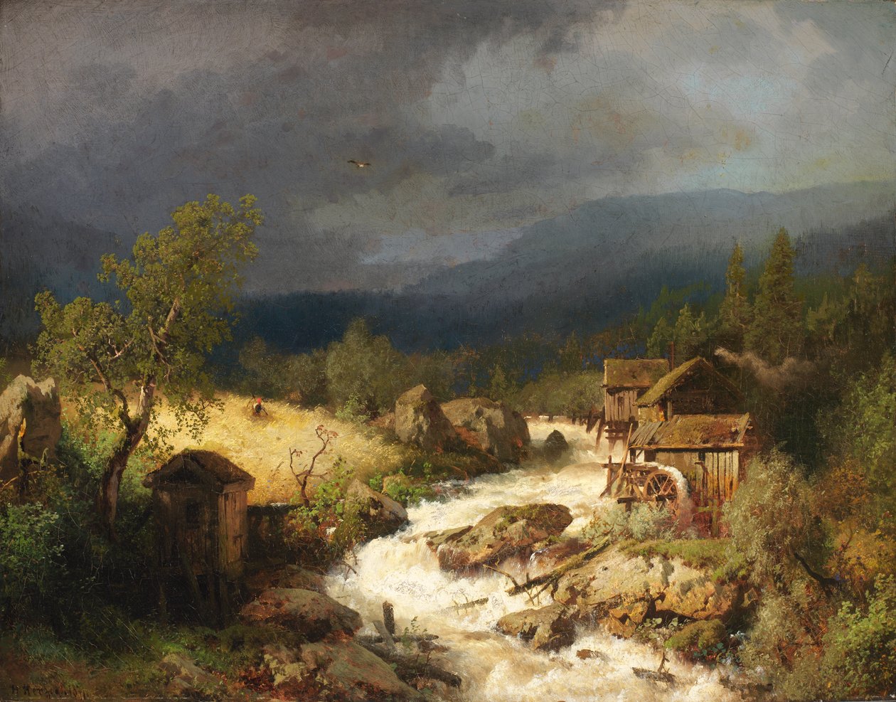Młyn na potoku, 1871. autorstwa Hermann Herzog